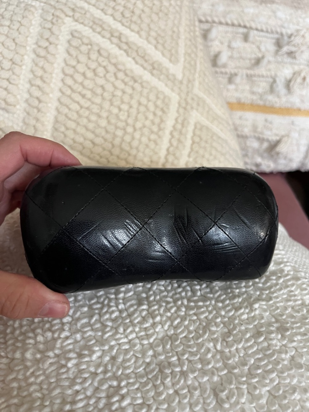 CHANEL Black Quilted Leather Glasses Case with Silver CC Accent - Picture 4 of 5